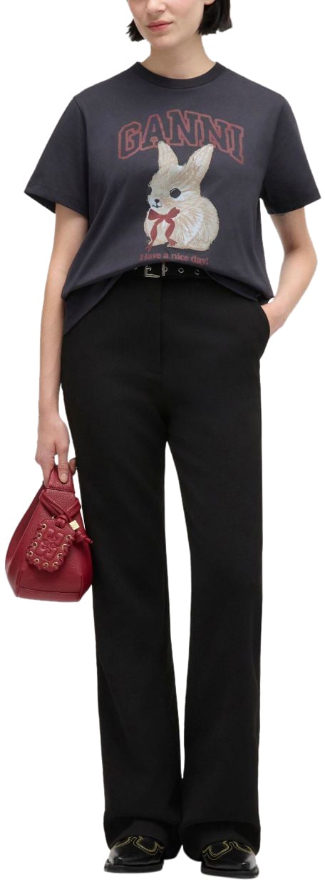 Ganni T-Shirts And Polos Black Zwart