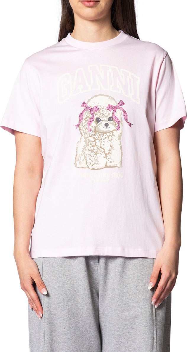 Ganni BASIC COTTON JERSEY T-SHIRT CHALK PINK Divers