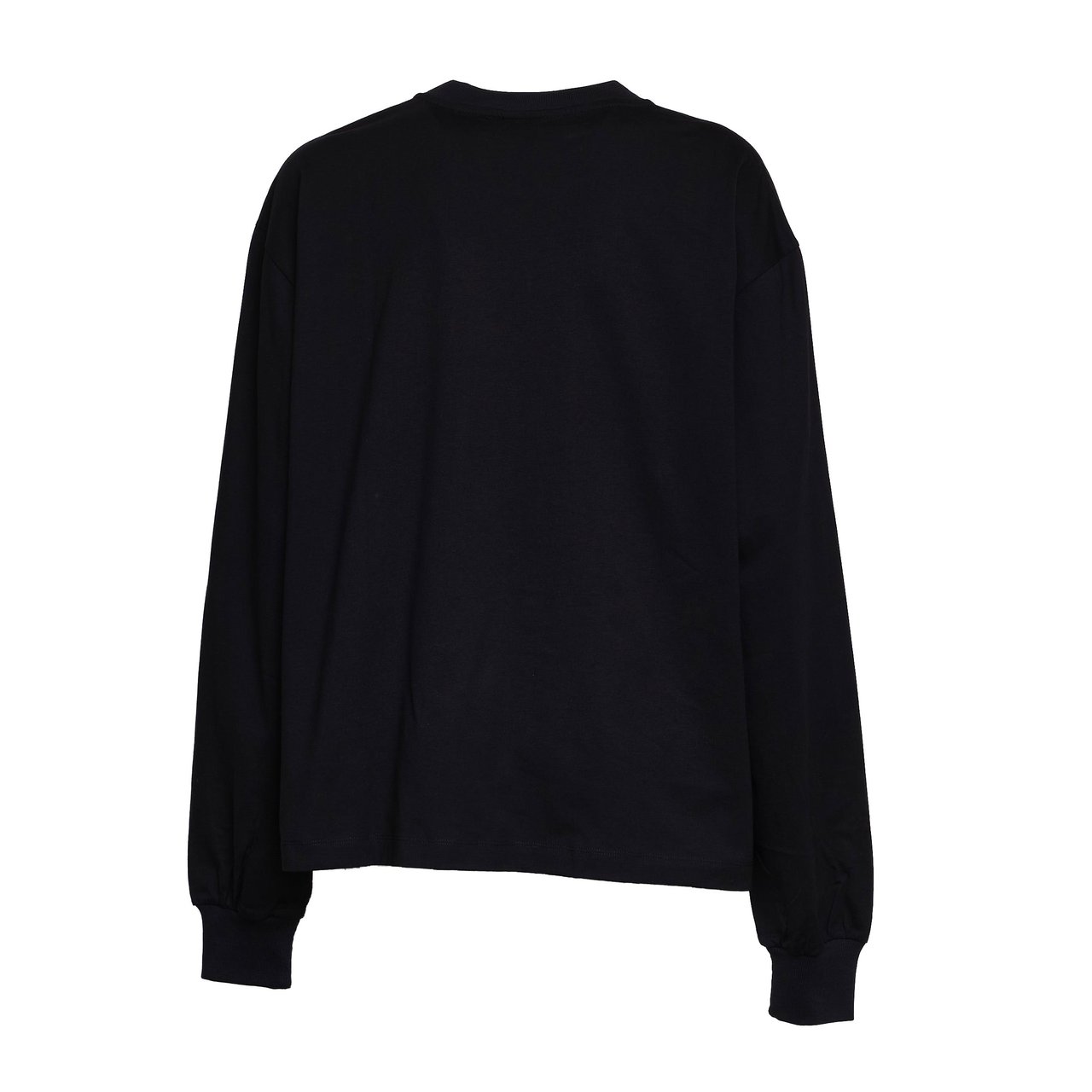 Ganni Casual Black Long Sleeve Top with Round Neckline Zwart