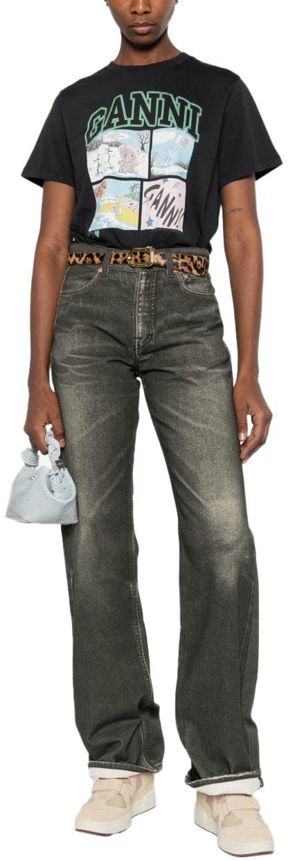 Ganni T-Shirts And Polos Black Zwart