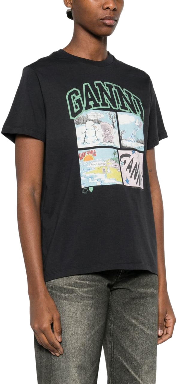 Ganni T-Shirts And Polos Black Zwart