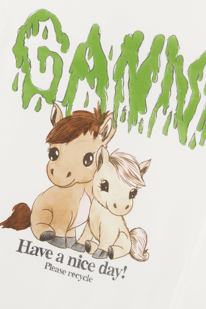 Ganni Ganni White cotton t-shirt Wit