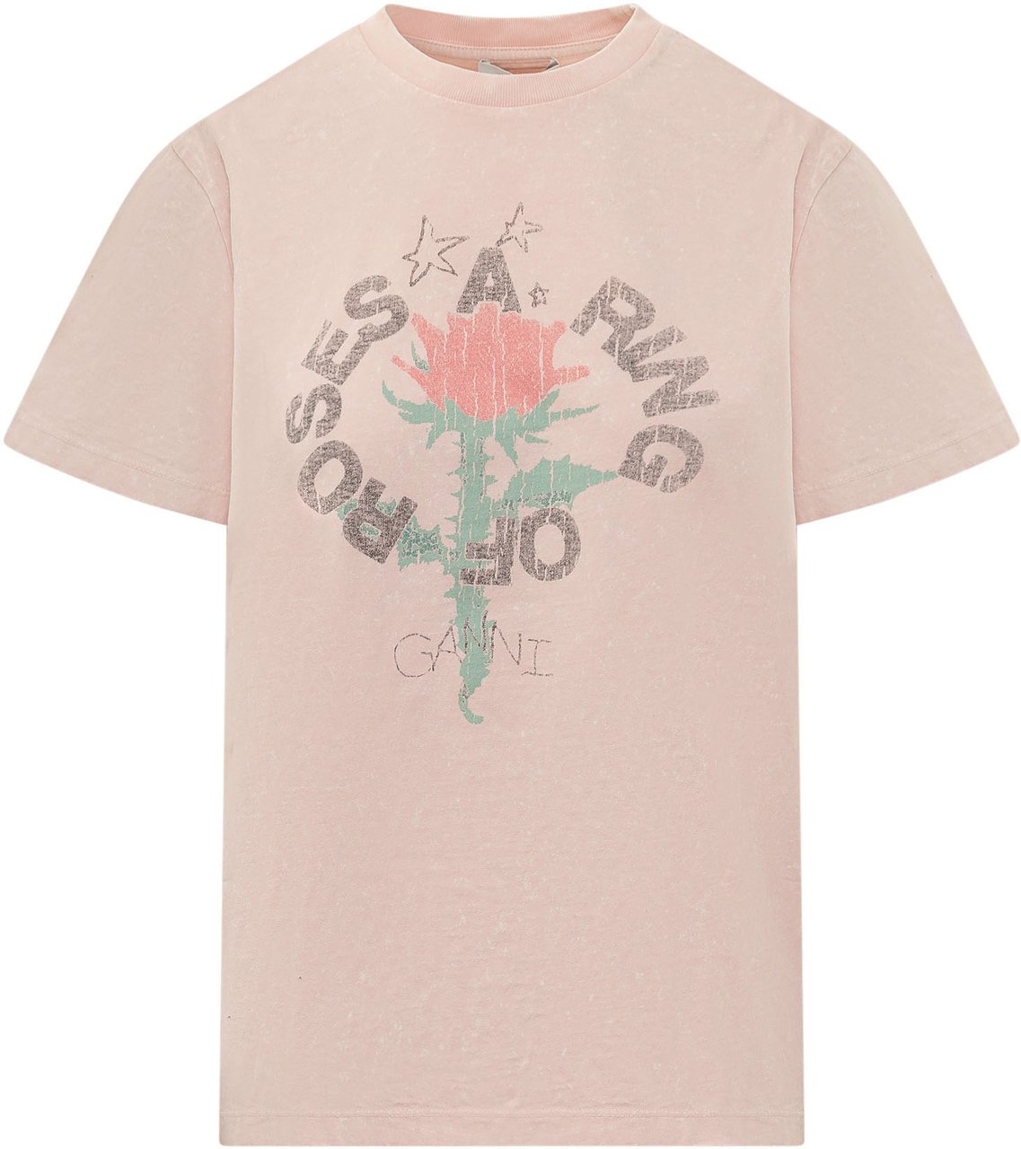 Ganni T-shirt Oversized con Stampa Grafica Roze