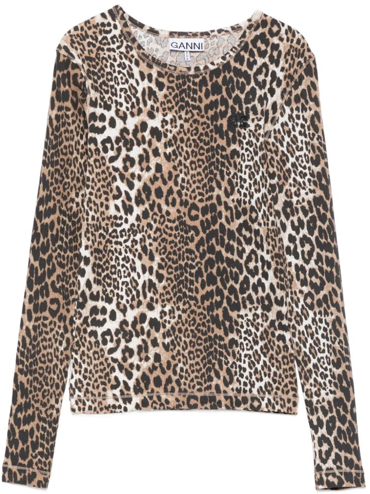 Ganni T-Shirts And Polos Leopard Print Dierenprint