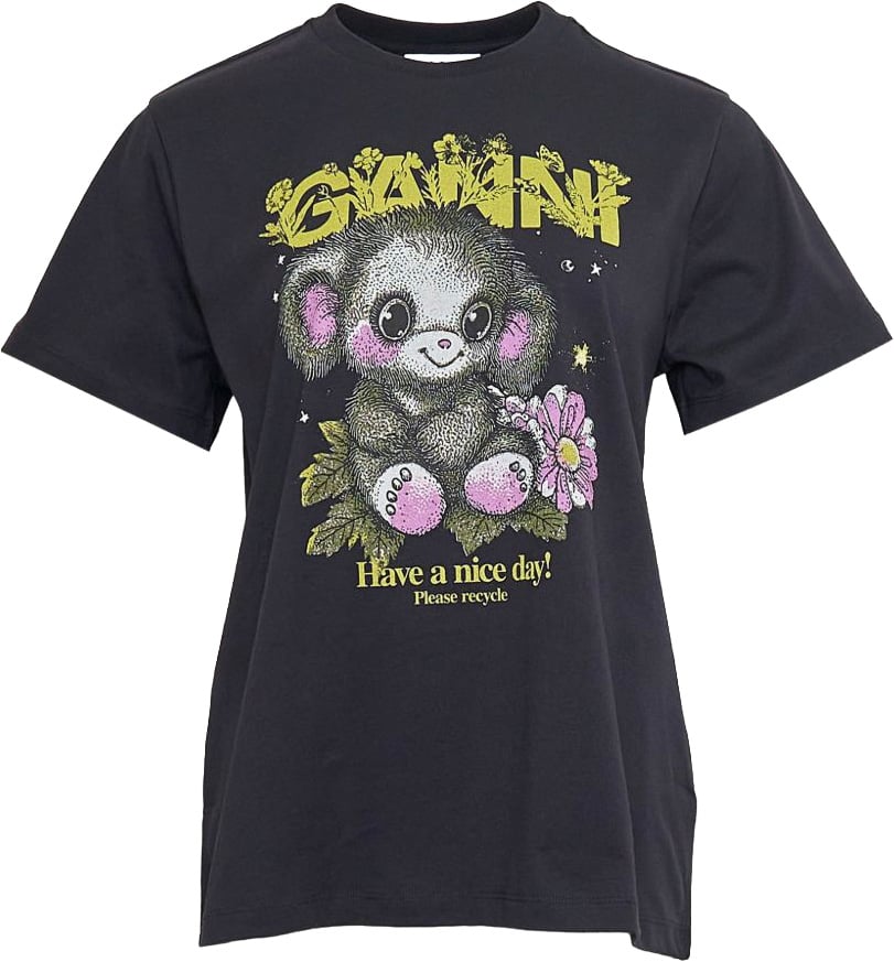 Ganni T-Shirts And Polos Grey Donkergrijs