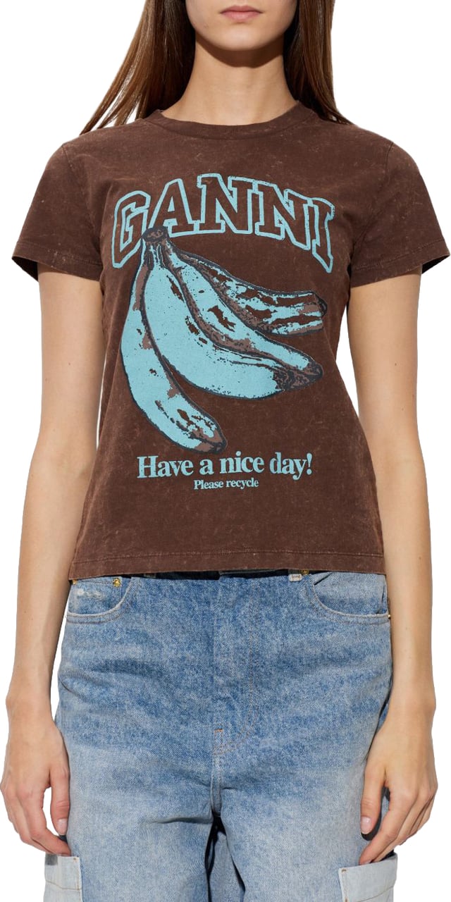 Ganni T-Shirts And Polos Brown Bruin