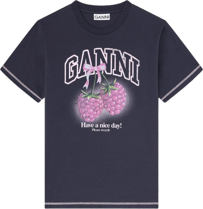 Ganni T-Shirts And Polos Black Navy