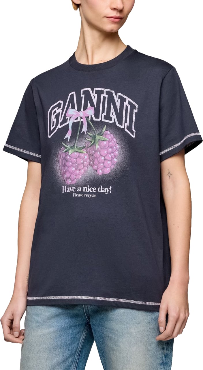 Ganni T-Shirts And Polos Black Navy
