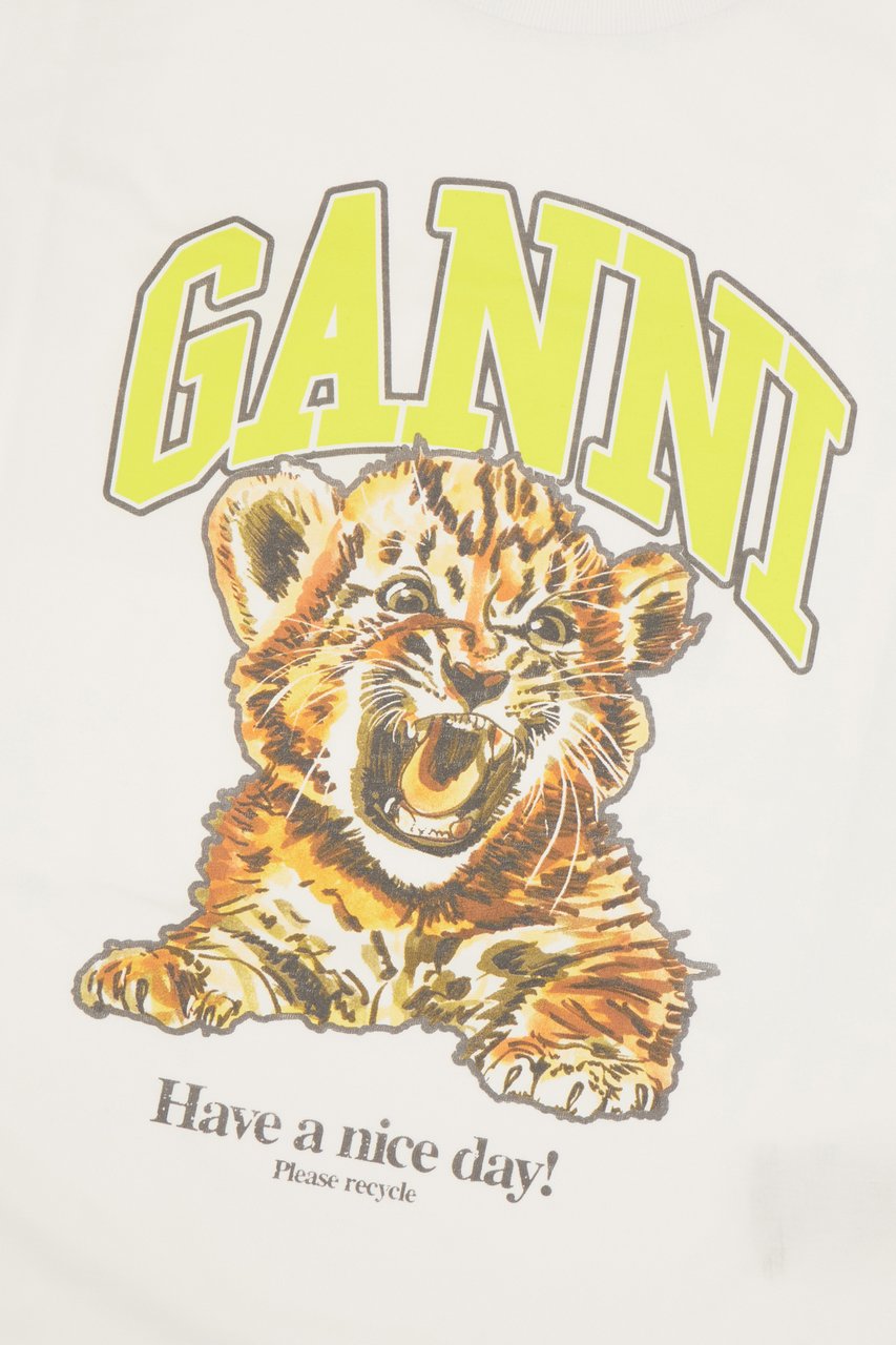 Ganni White cotton t-shirt Wit