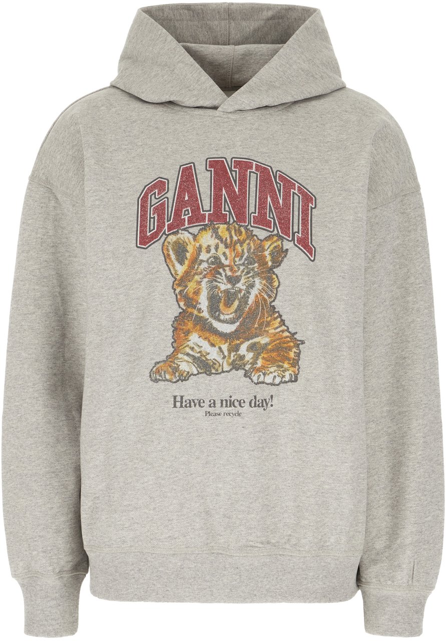 Ganni Ganni Melange grey cotton sweatshirt Grijs