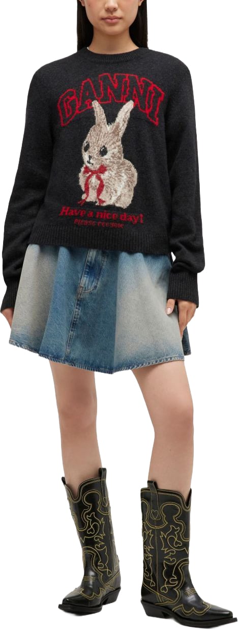 Ganni Sweaters Black Donkergrijs