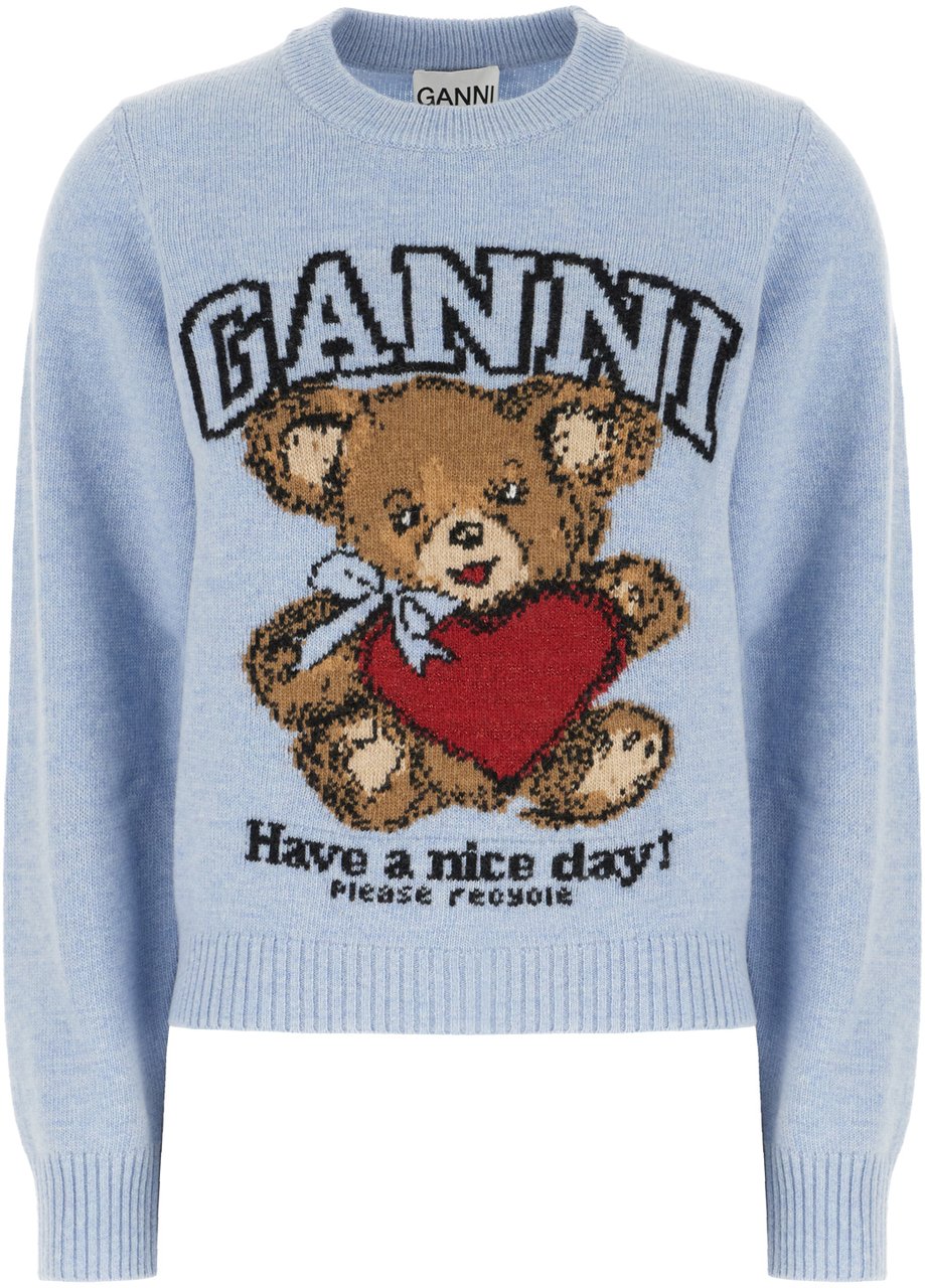 Ganni Ganni Powder blue wool blend sweater Blauw