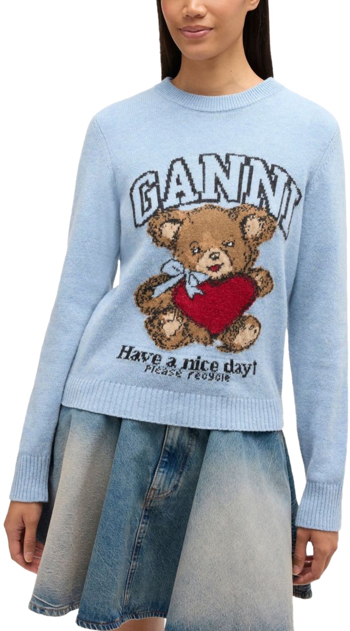 Ganni Sweaters Clear Blue Blauw