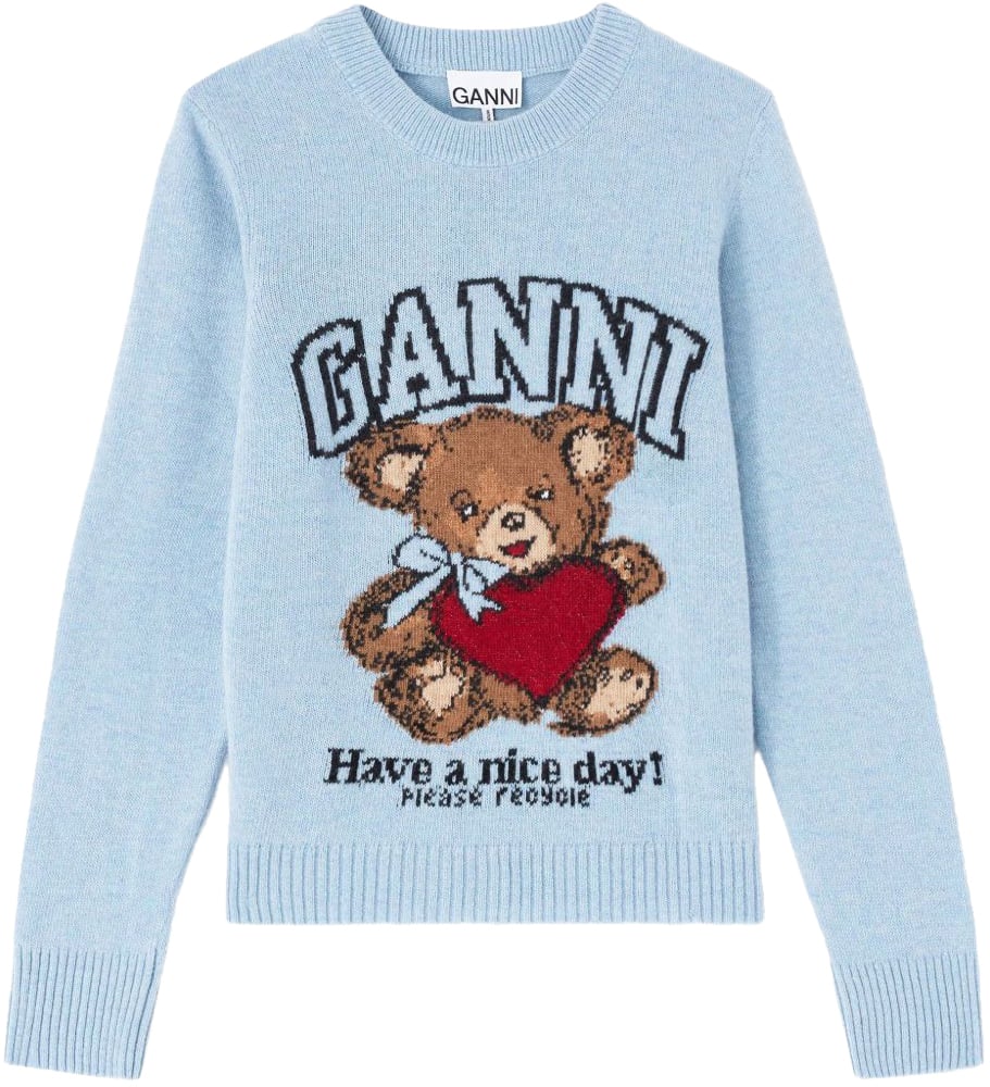 Ganni Sweaters Clear Blue Blauw