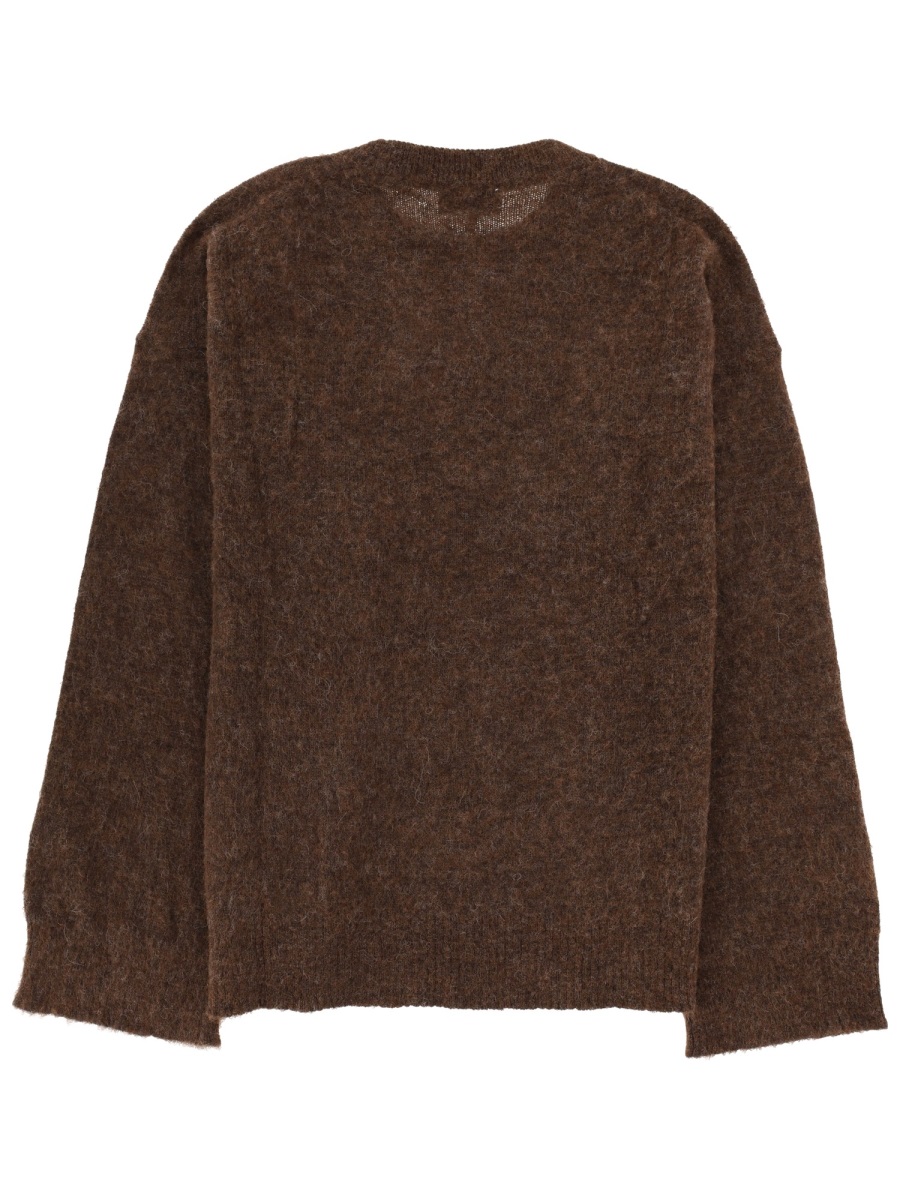 Ganni Relaxed Fit Wool Sweater with Bold Cherry Graphic Zwart