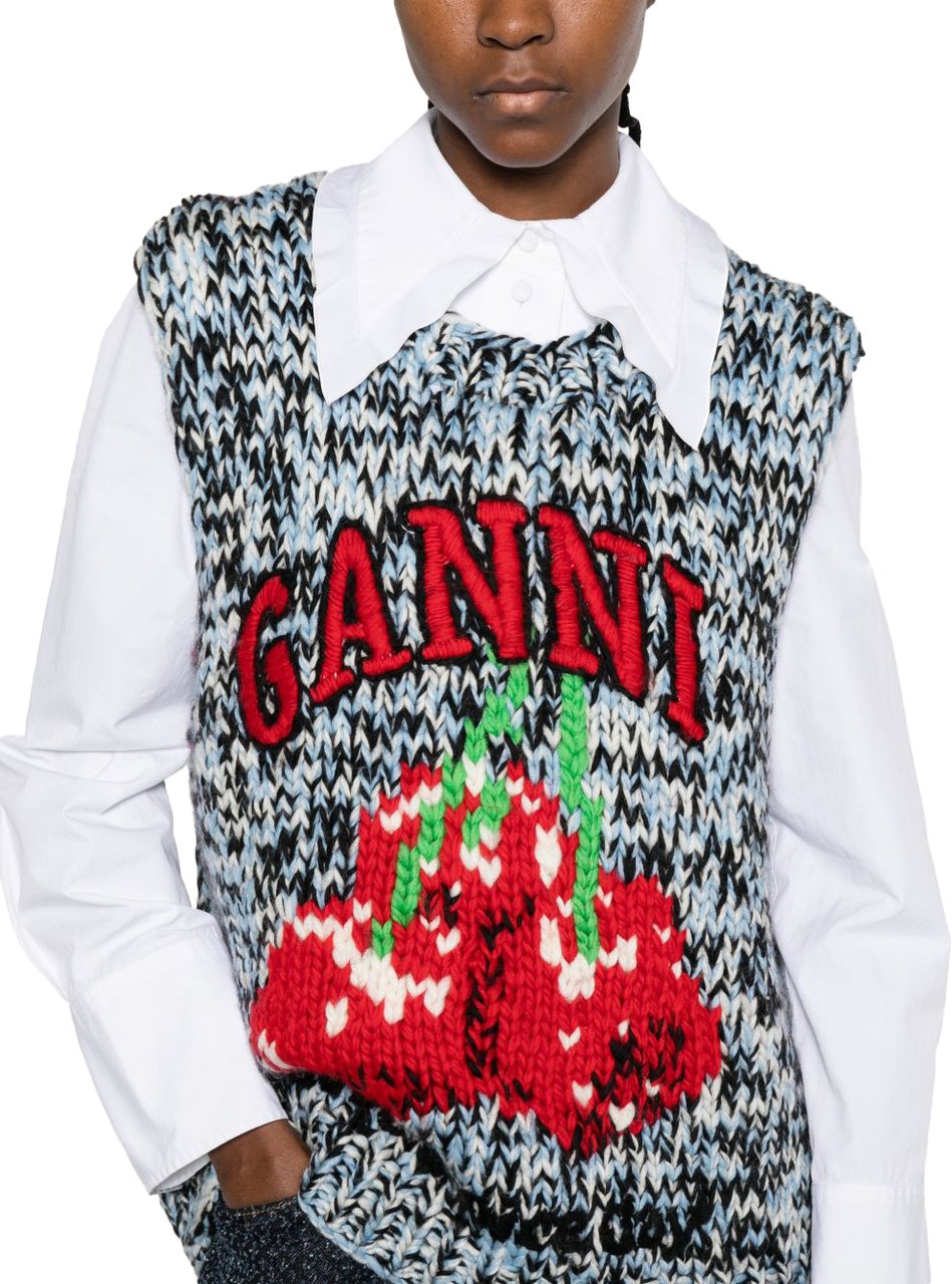 Ganni Sweaters Clear Blue Blauw