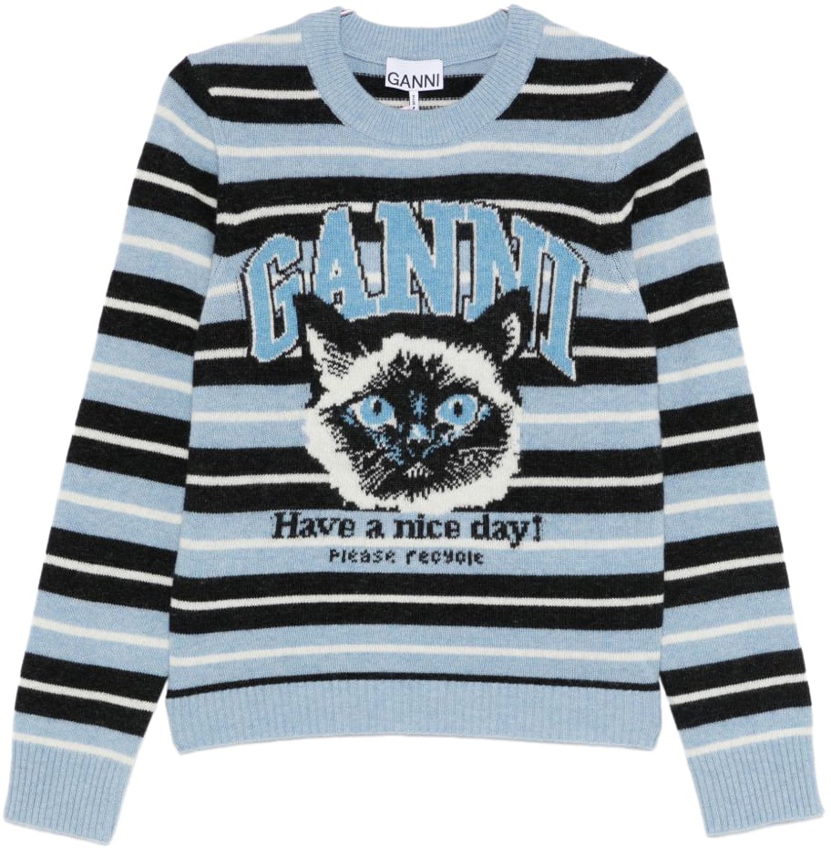 Ganni Sweaters Clear Blue Blauw