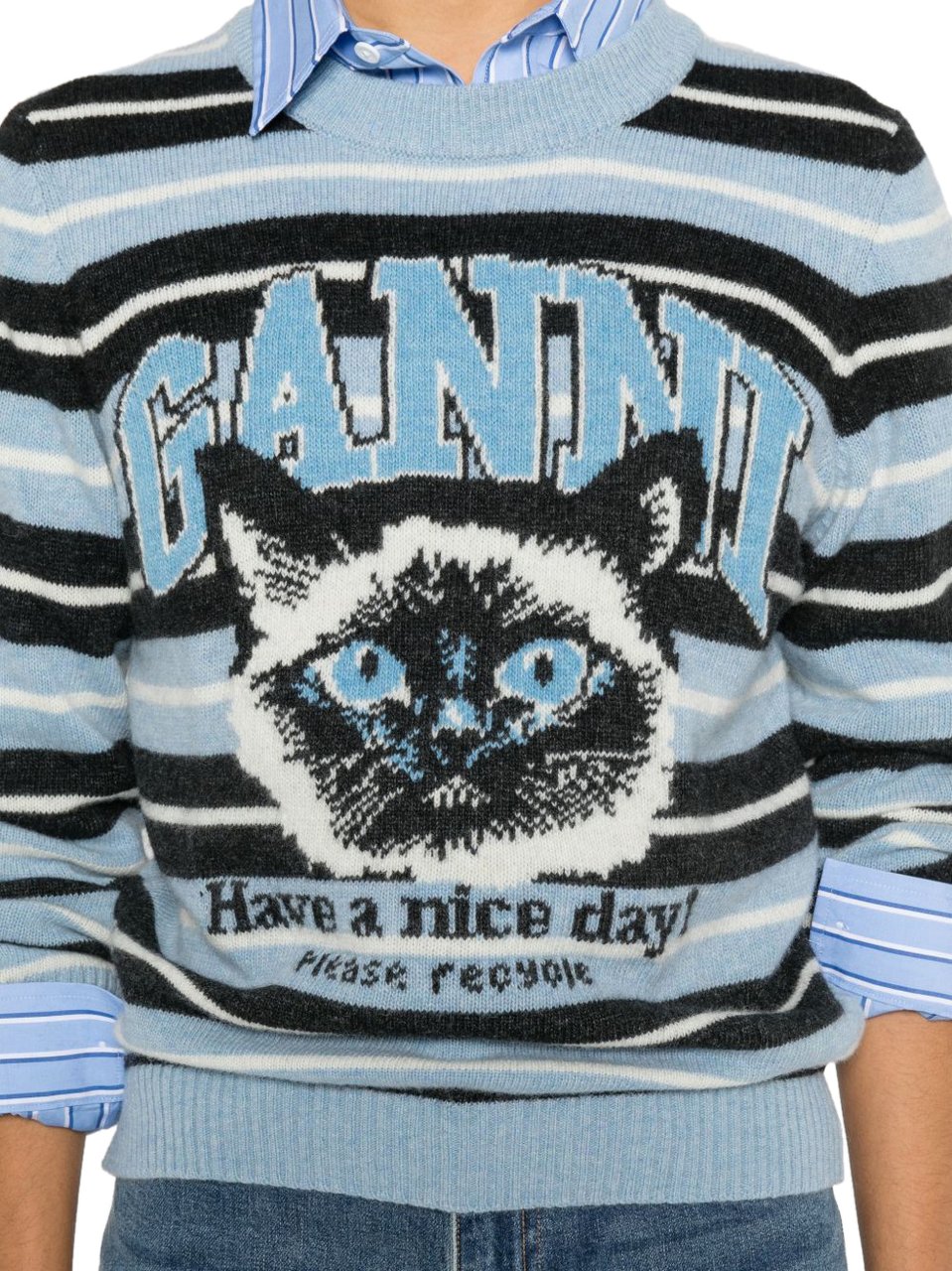 Ganni Sweaters Clear Blue Blauw