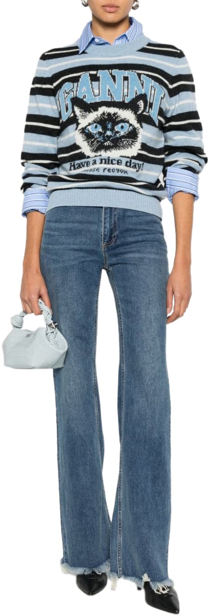 Ganni Sweaters Clear Blue Blauw