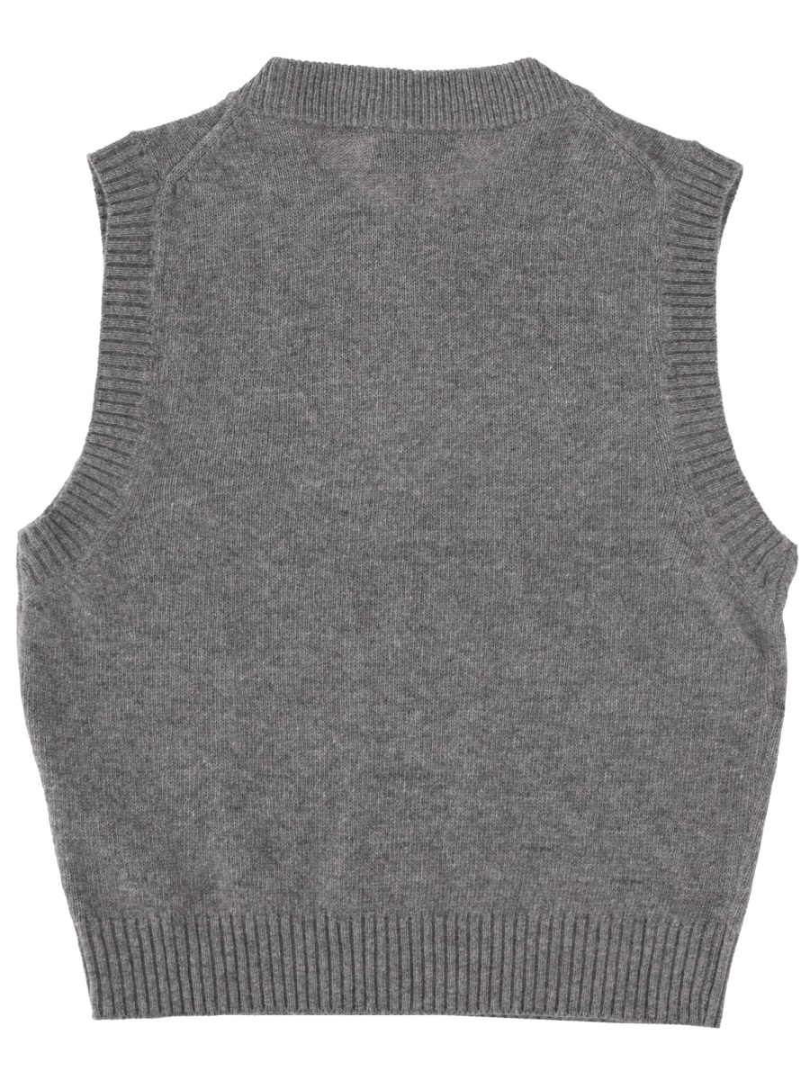 Ganni Fairy Graphic Ribbed Crew Neck Vest Grijs
