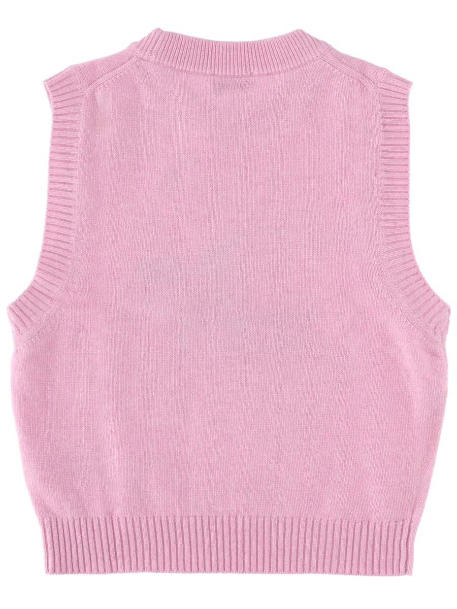 Ganni Raspberry Graphics Ribbed Edges Knit Vest Roze