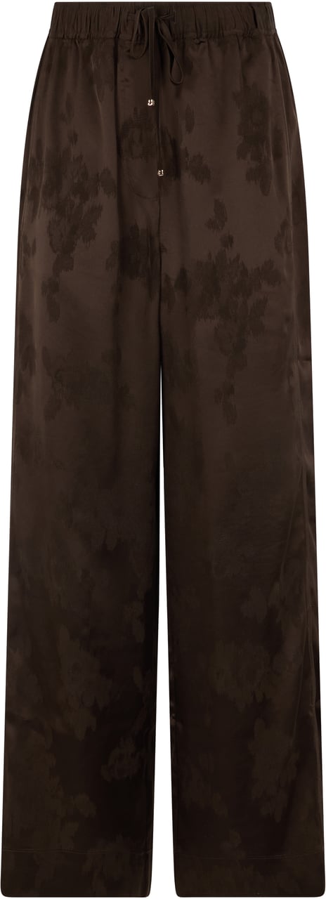 Ganni Satin pants with elastic waistband Bruin