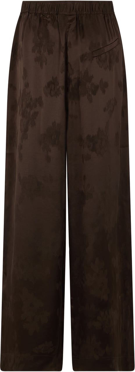 Ganni Satin pants with elastic waistband Bruin