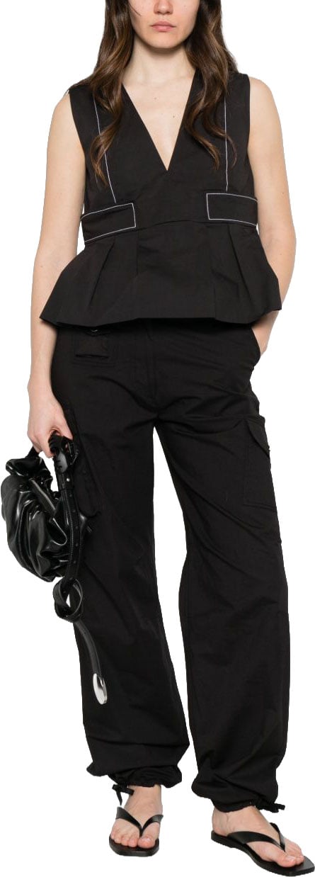 Ganni Trousers Nero Zwart