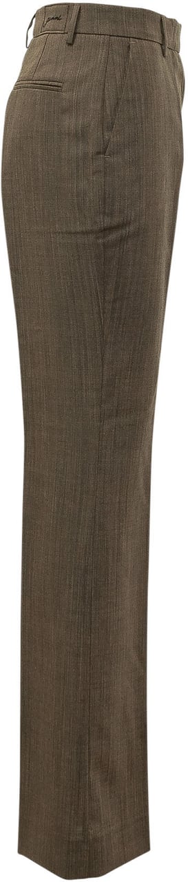 Ganni Pantaloni Dritti con Piega Taupe