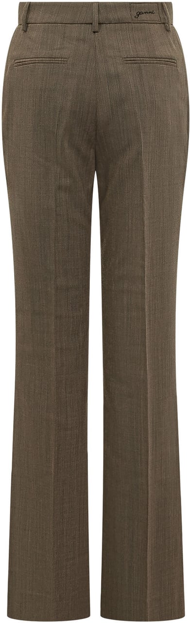 Ganni Pantaloni Dritti con Piega Taupe
