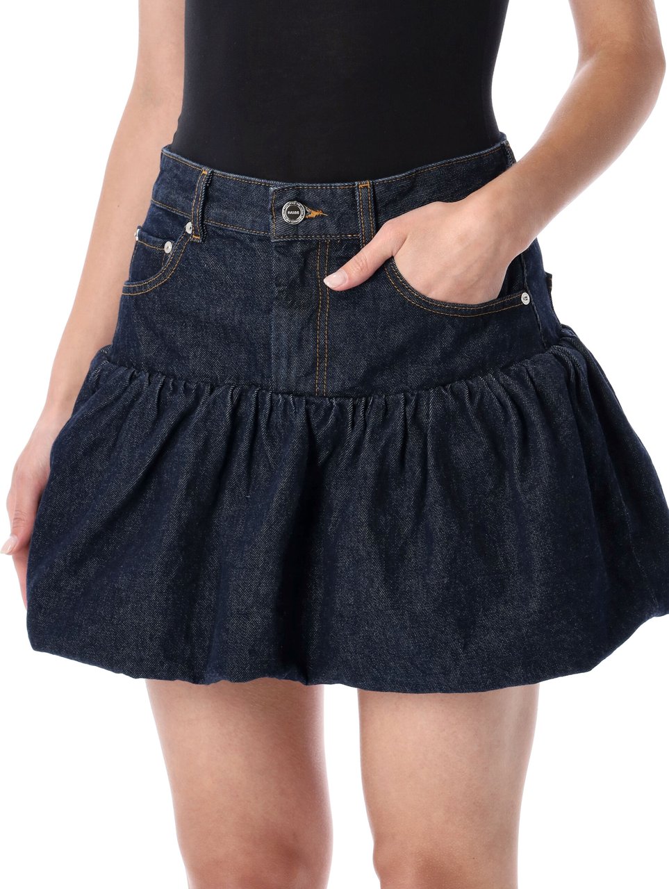 Ganni Bubble Mini Skirt Rinse Blue Navy