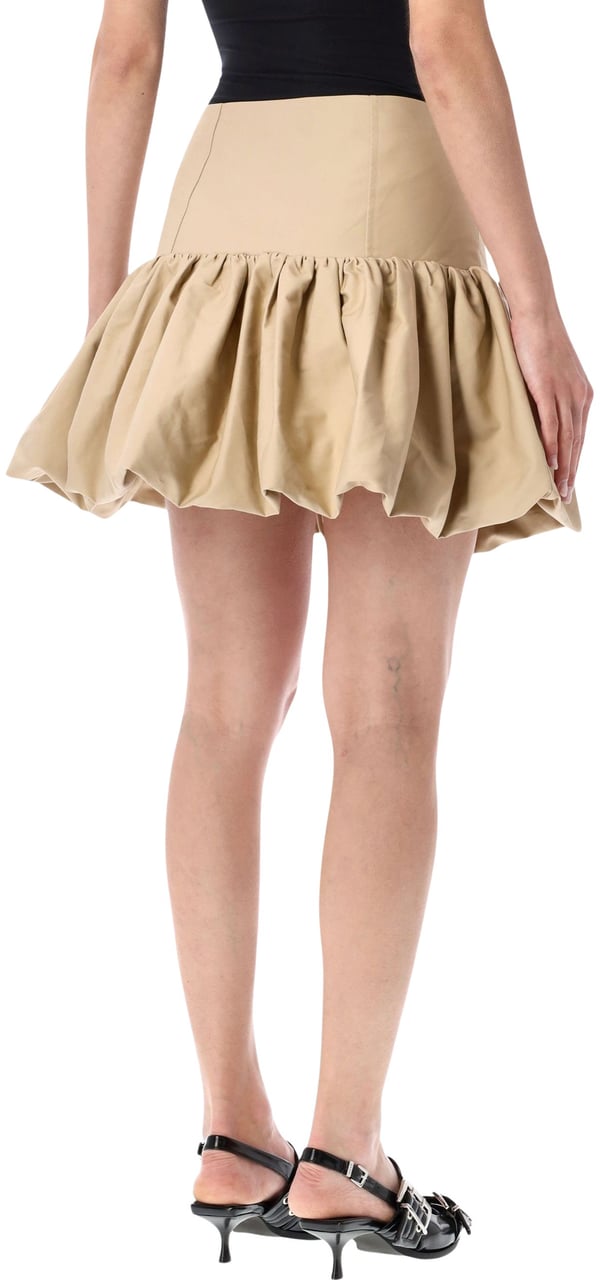 Ganni Cotton Mini Skirt Sand Beige