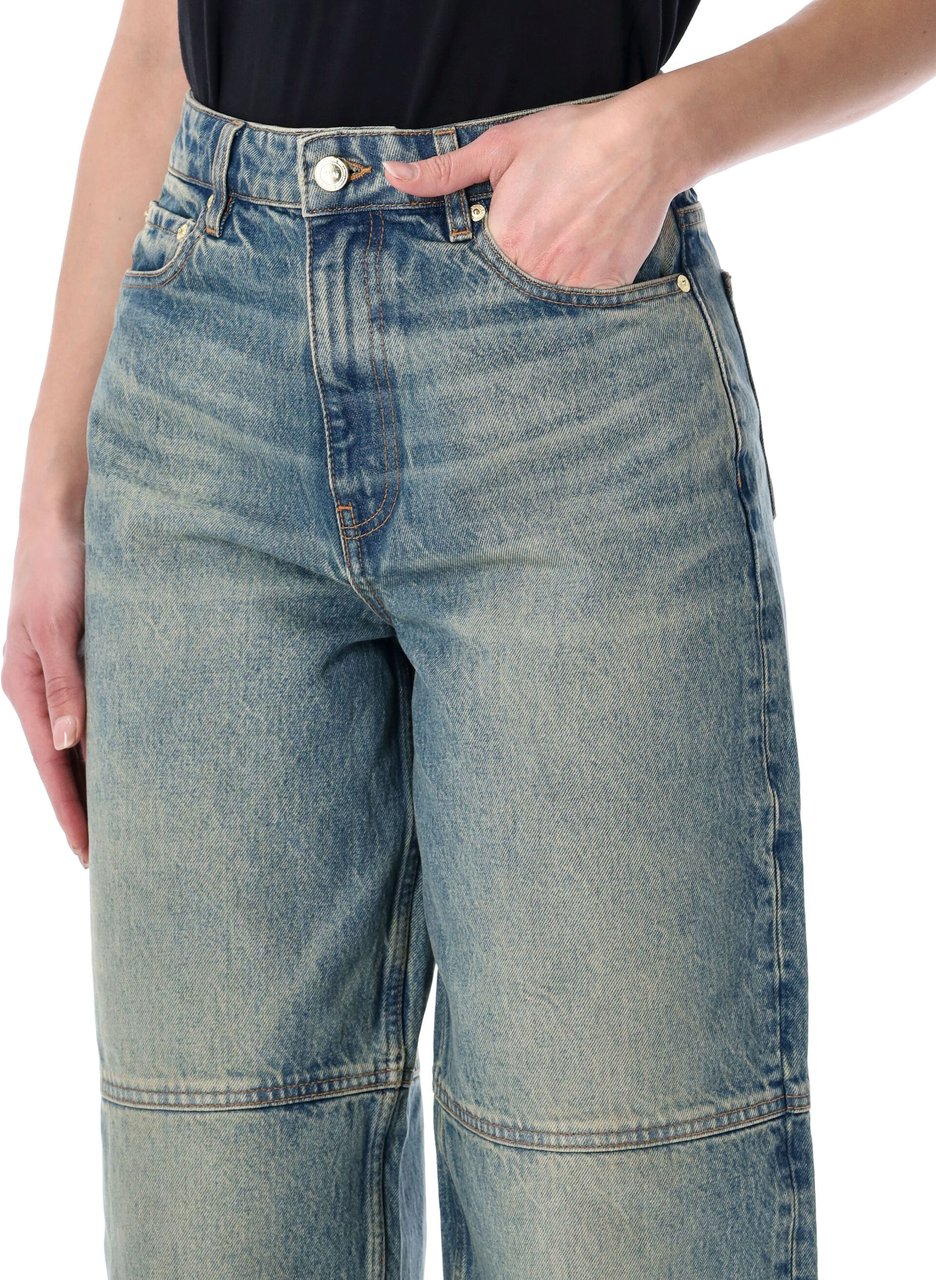 Ganni Denim Rigid Stray Mid Blue Vintage Blauw