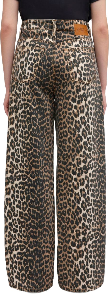 Ganni Jeans Leopard Print Beige