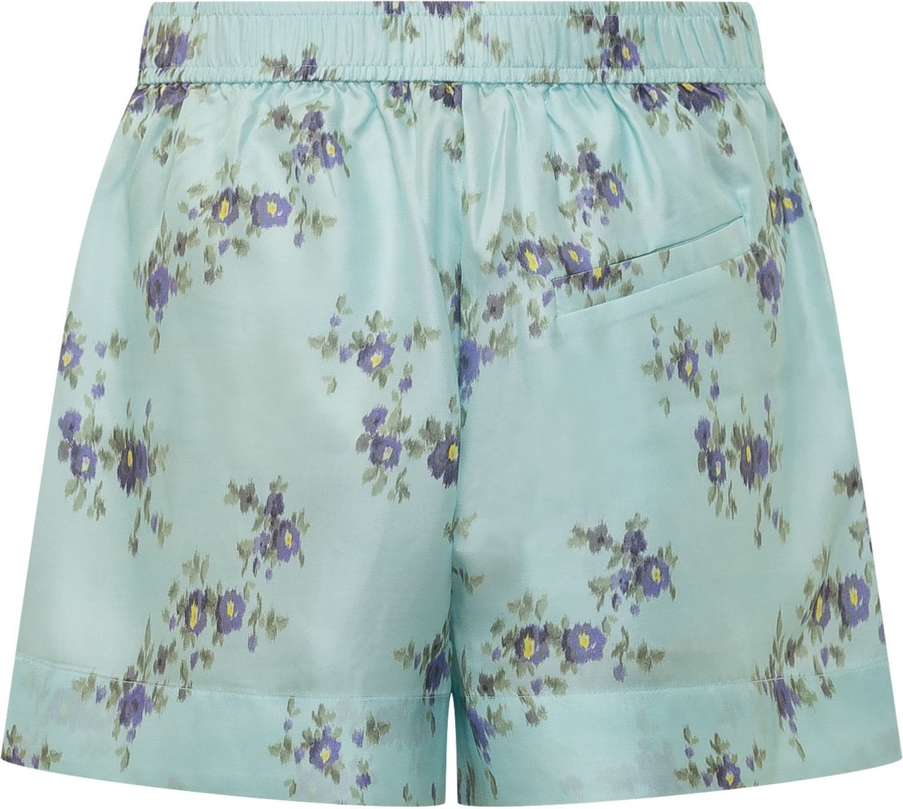 Ganni Short con Stampa Floreale e Vita Elasticizzata Lichtblauw