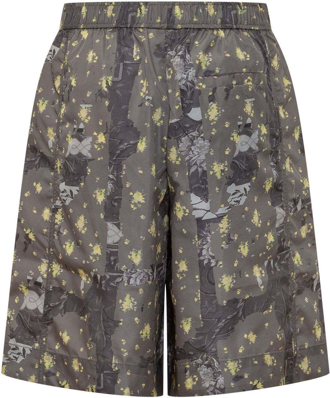 Ganni Short in Nylon con Stampa Astratta e Vita Elasticizzata Donkergrijs