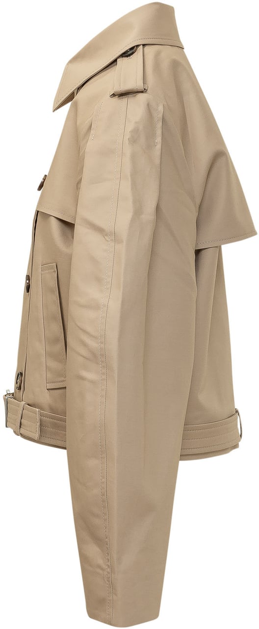 Ganni Giacca Doppiopetto con Cintura Beige