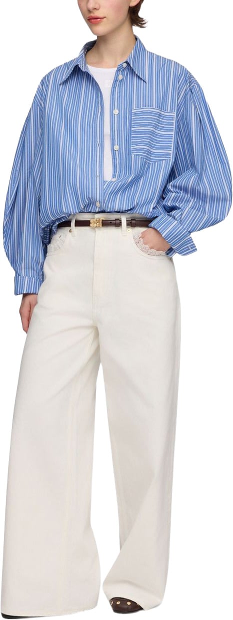 Ganni Shirts Light Blue Blauw