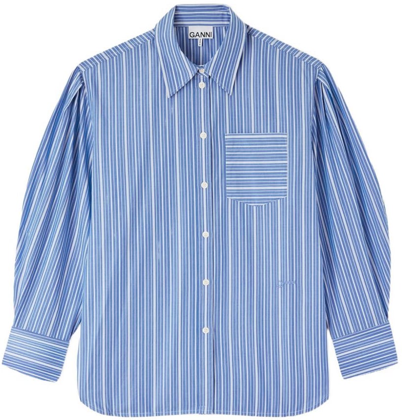 Ganni Shirts Light Blue Blauw