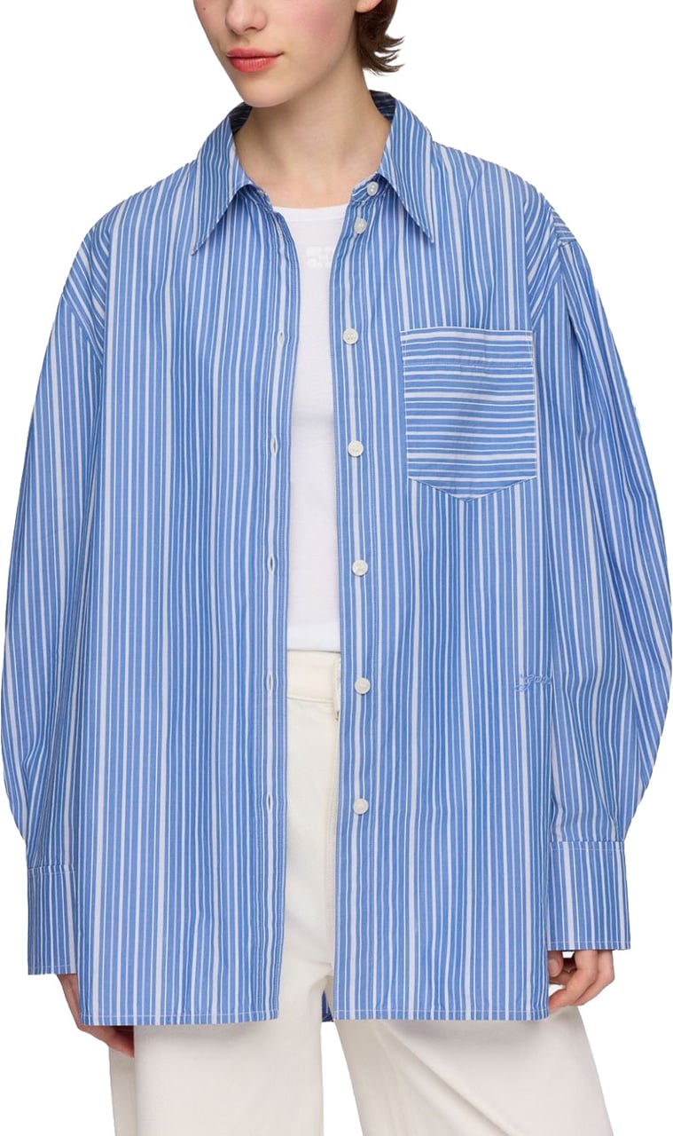 Ganni Shirts Light Blue Blauw