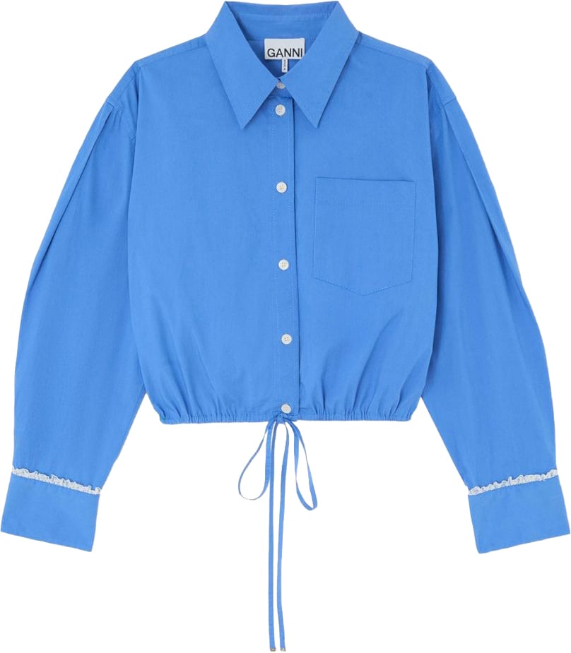 Ganni Shirts Light Blue Blauw