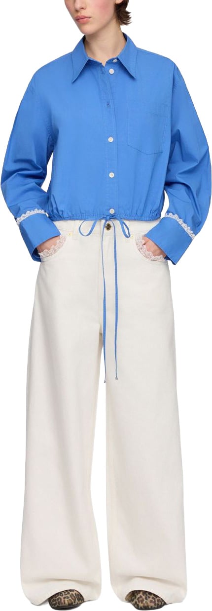 Ganni Shirts Light Blue Blauw