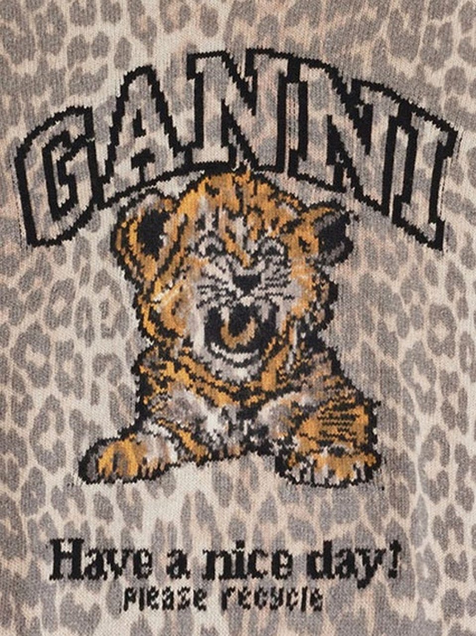 Ganni Sweaters Leopard Print Beige