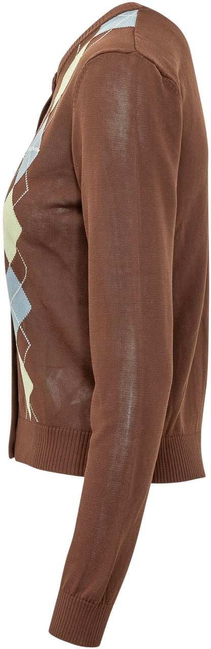 Ganni Cardigan Argyle con Bottoni Bruin