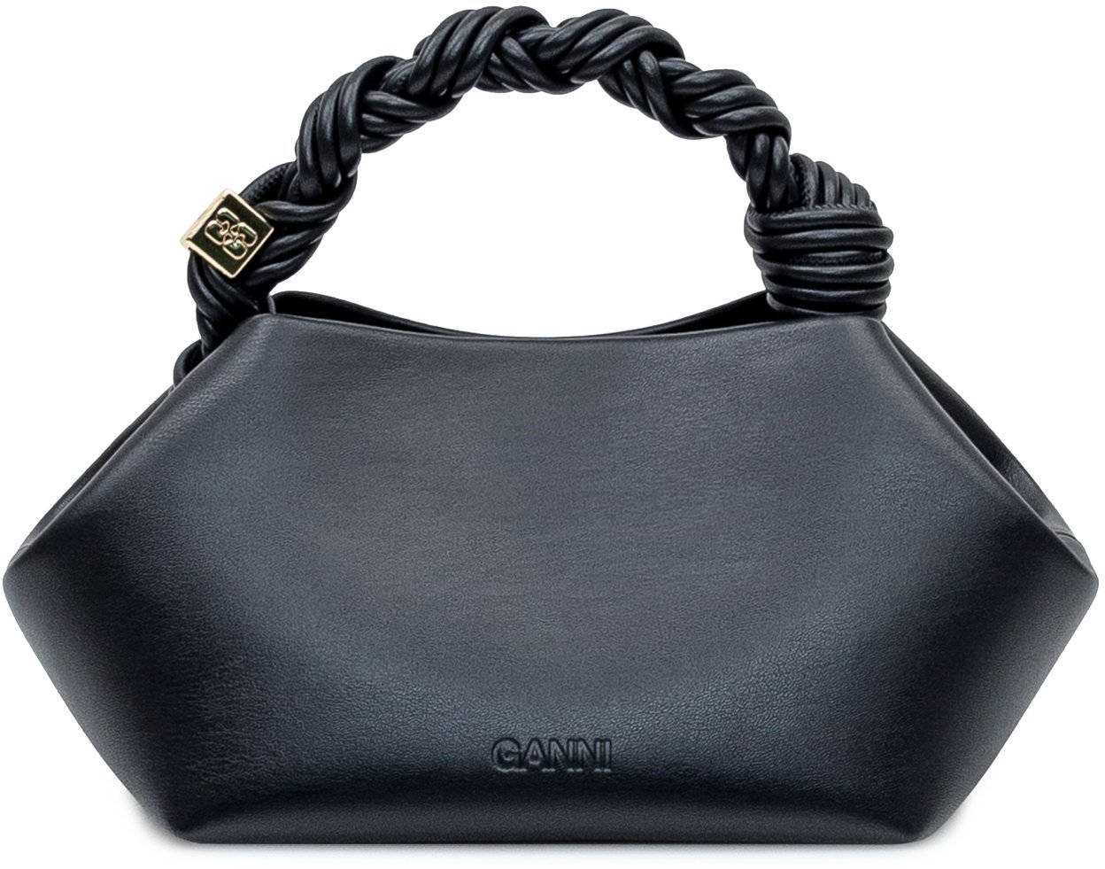 Ganni Bou Mini Bag con Manico Intrecciato Zwart