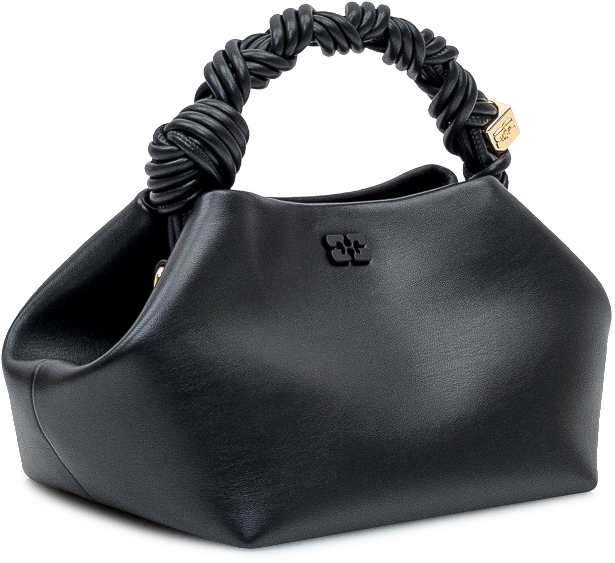 Ganni Bou Mini Bag con Manico Intrecciato Zwart