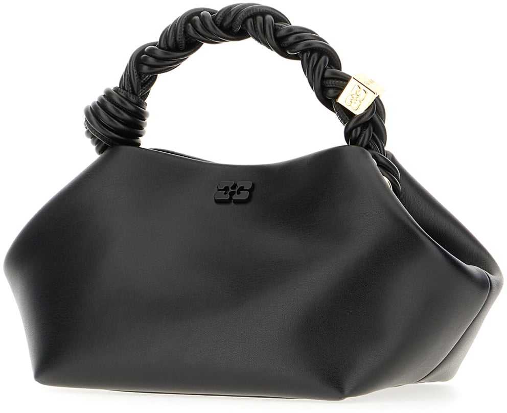 Ganni Ganni Black synthetic leather small Bou handbag Zwart