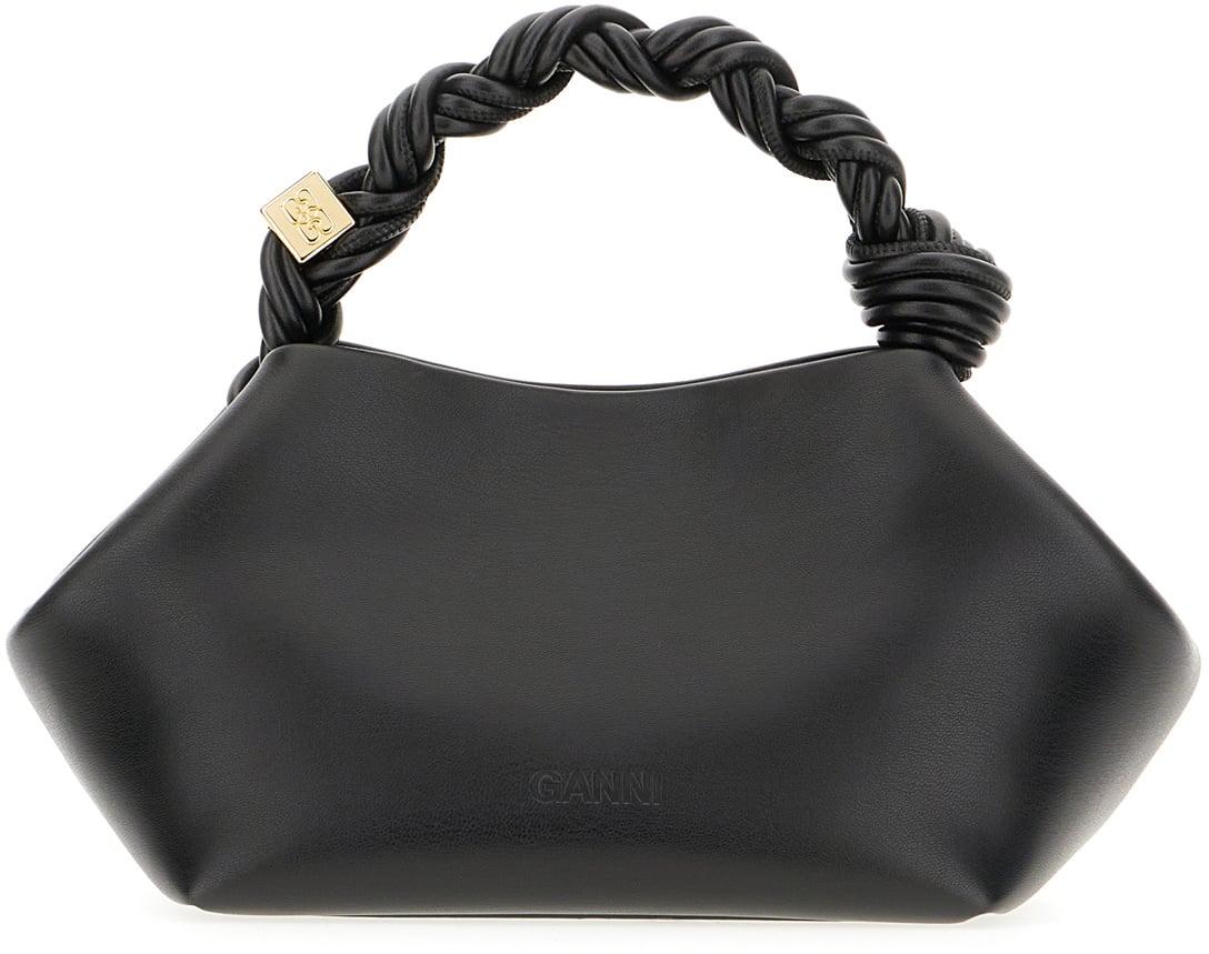 Ganni Ganni Black synthetic leather small Bou handbag Zwart