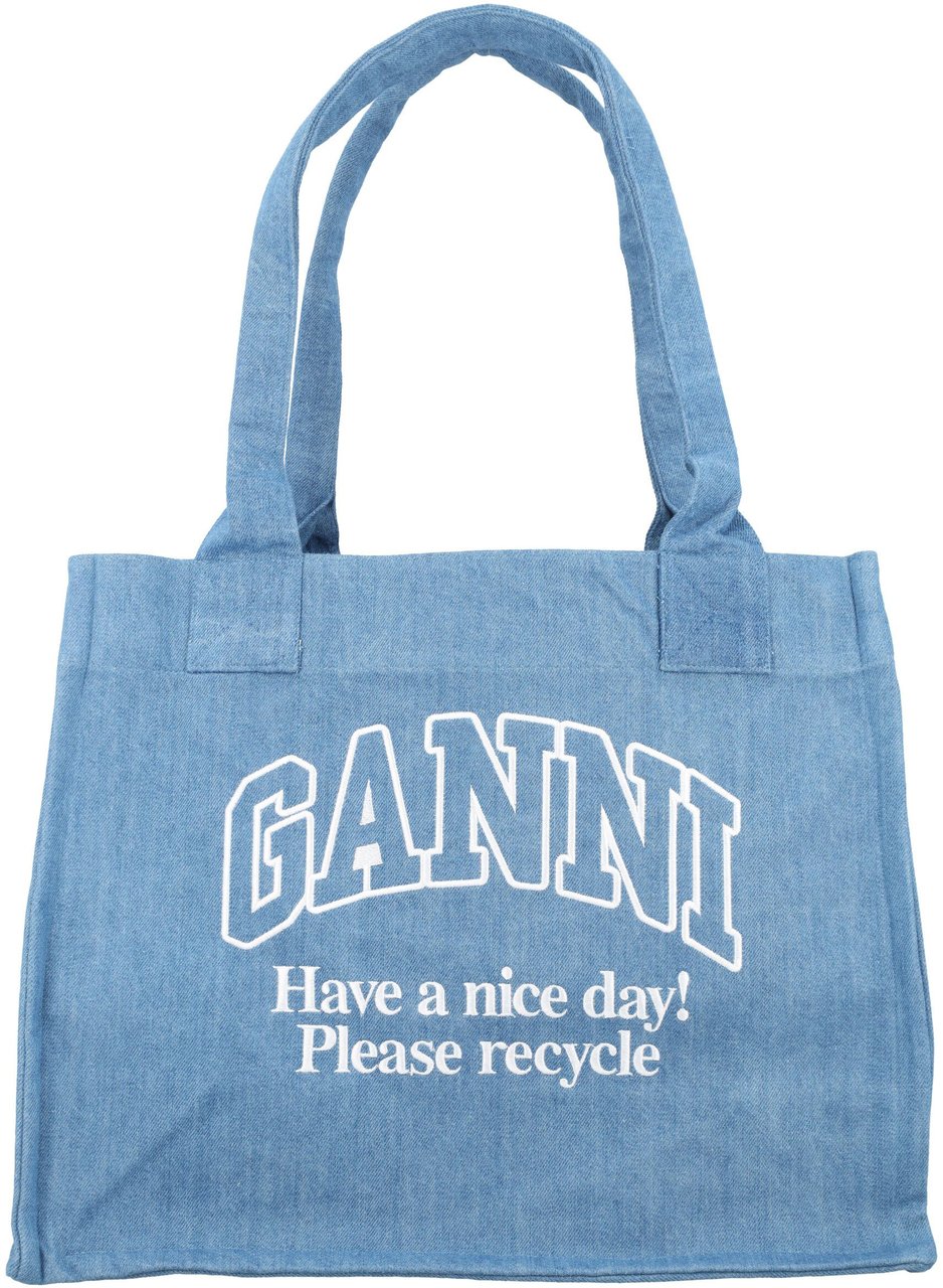 Ganni Large Easy Shopper Denim Blauw
