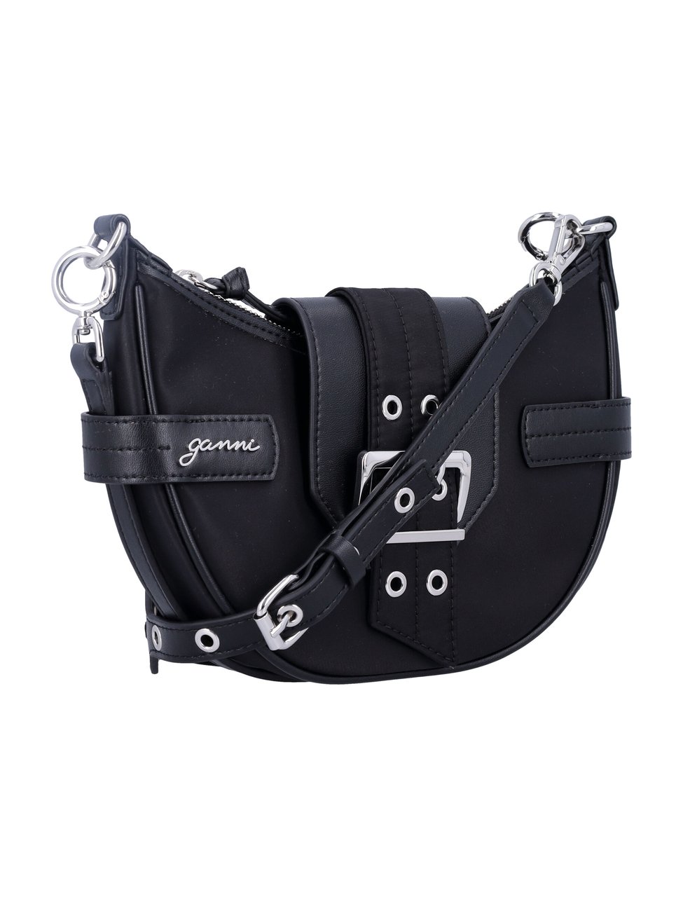 Ganni Bucky nylon small bag Zwart